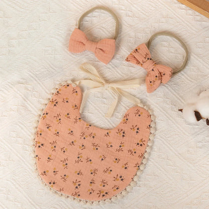 Charming Baby Bibs & Headbands Set