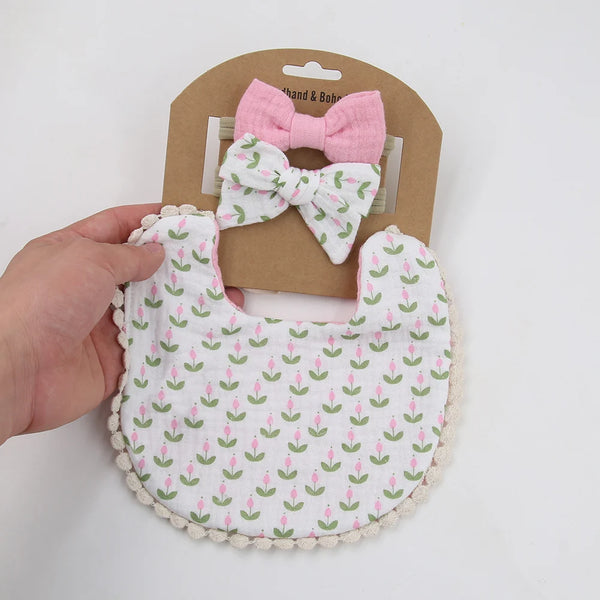 Charming Baby Bibs & Headbands Set