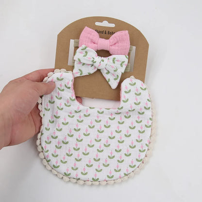 Charming Baby Bibs & Headbands Set