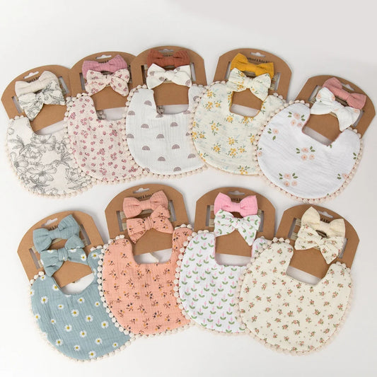 Charming Baby Bibs & Headbands Set